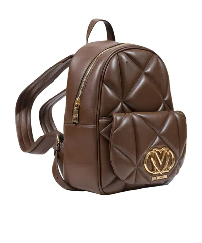 Moschino Quilted Backpack In Brown