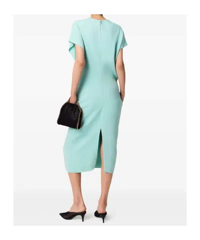 Stella Mccartney Midi Dress With V-neck And Drape In Green
