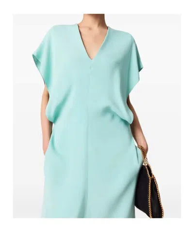 Stella Mccartney Midi Dress With V-neck And Drape In Green
