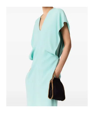 Stella Mccartney Midi Dress With V-neck And Drape In Green