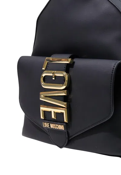 Moschino Zippered Backpack In Black