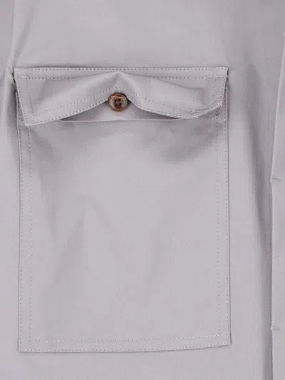 Rick Owens Performance Fabric Overshirt With Pockets In Gray