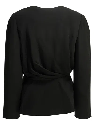 Chloé Draped Top Gold Tone Hardware Peplum In Black