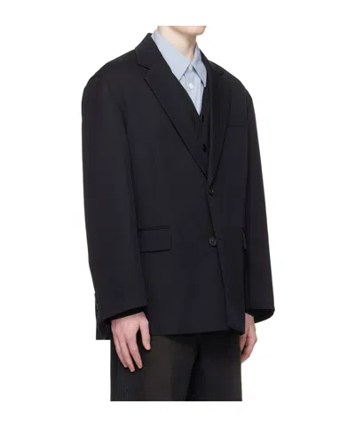 Ssstein Oversized Wool Single-breasted Suit Jacket In Blue