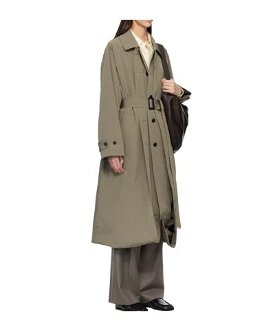 Ssstein Oversized Layered Patchwork Trench Coat In Green