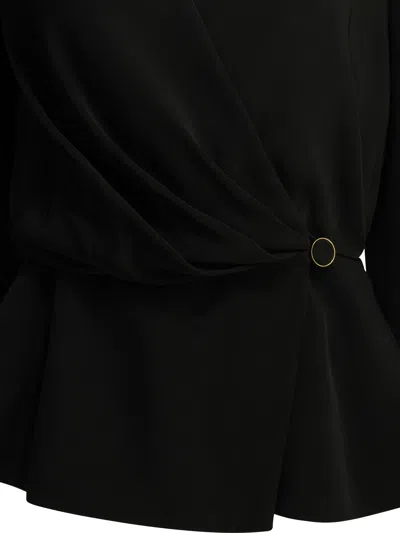 Chloé Draped Top Gold Tone Hardware Peplum In Black
