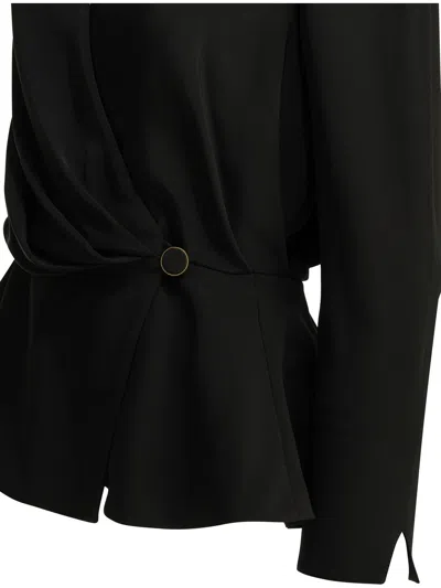 Chloé Draped Top Gold Tone Hardware Peplum In Black