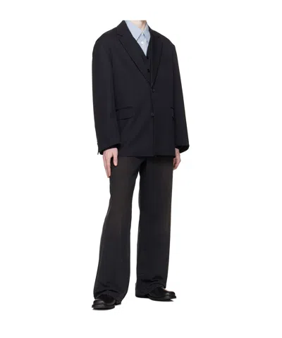 Ssstein Oversized Wool Single-breasted Suit Jacket In Blue