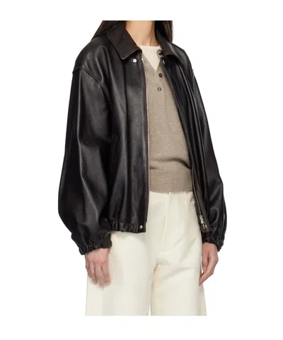 Ssstein Zippered Leather Jacket In Black