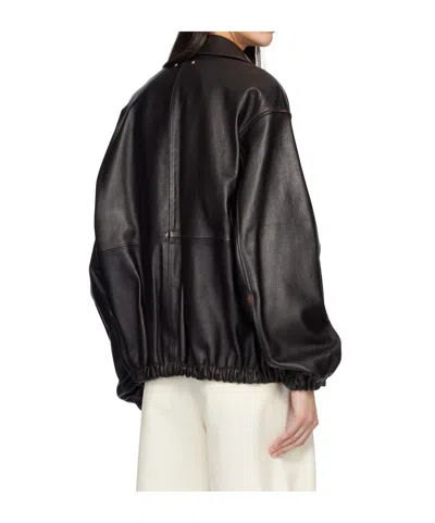 Ssstein Zippered Leather Jacket In Black