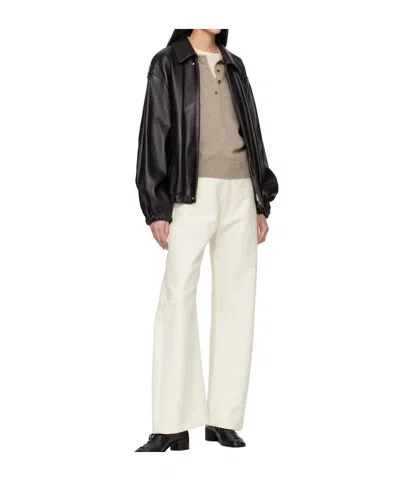 Ssstein Zippered Leather Jacket In Black