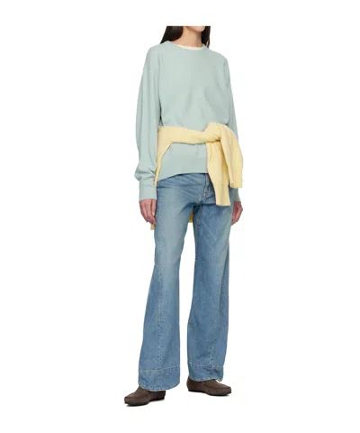 Ssstein Blue Extra Fine Wool Knit Sweater In Green