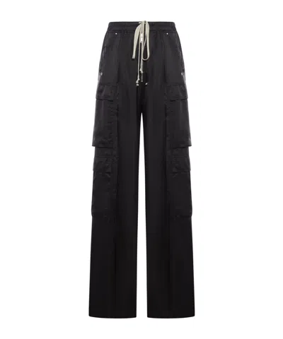 Rick Owens Cargobelas Drawstring Elasticated Trousers In Black