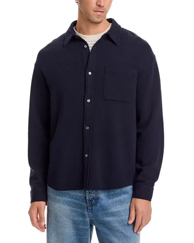 Frame Open Weave Long Sleeve Button Down Shirt In Dark Navy In Blue