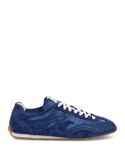 Sandro Mixed Material Light Wave Trainers In Blue