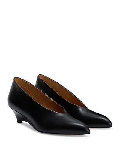 Jil Sander Arc Leather Pumps Low Wedge Heel In Black
