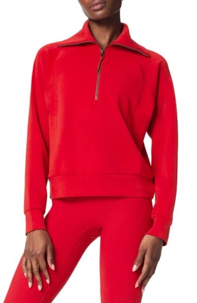 Spanx Airessentials Half Zip Sweatshirt In Red