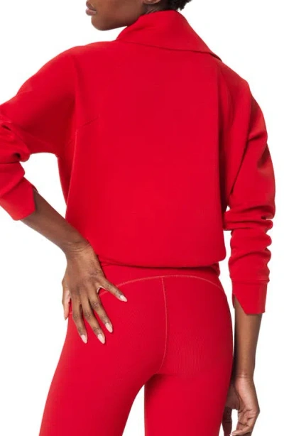 Spanx Airessentials Half Zip Sweatshirt In Red