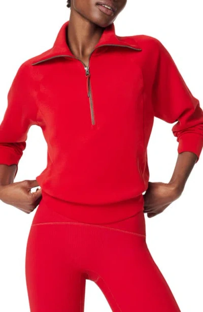 Spanx Airessentials Half Zip Sweatshirt In Red
