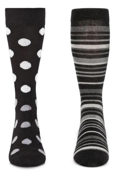Memoi Assorted 2-pack Crew Socks In Black
