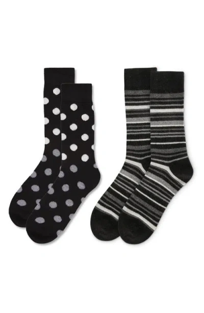 Memoi Assorted 2-pack Crew Socks In Black