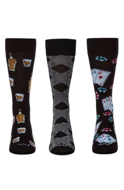 Memoi Hobby Assorted 3-pack Crew Socks In Black