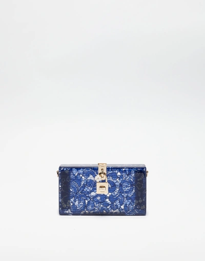 Shop Dolce & Gabbana Dolce Box Clutch In Sint Glass And Lace In Blue
