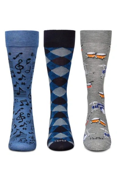 Memoi Hobby Assorted 3-pack Crew Socks In Blue