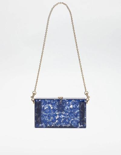 Shop Dolce & Gabbana Dolce Box Clutch In Sint Glass And Lace In Blue