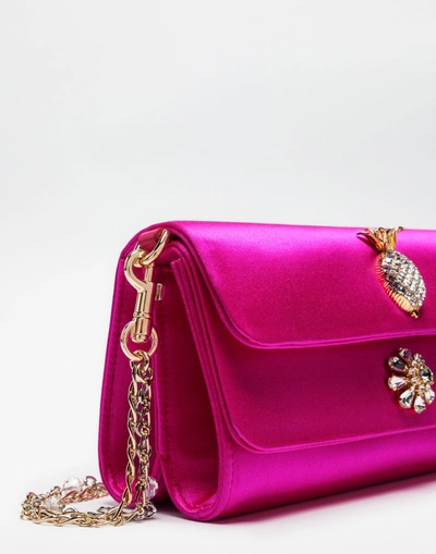 Shop Dolce & Gabbana Dorine Satin Clutch With Jewel Applications In Pink