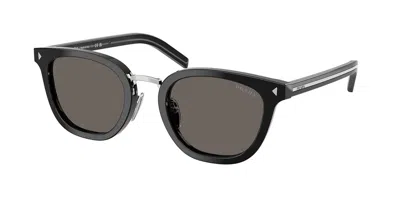 Prada Round-frame Sunglasses In Black