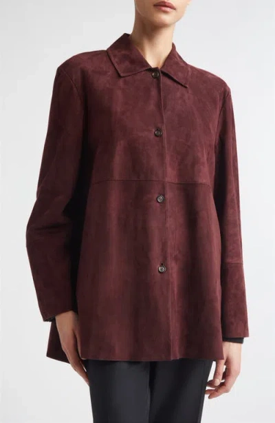 Max Mara Suede Shirt Jacket In Red