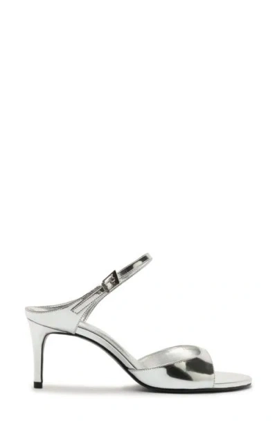 Schutz Lyra Mid Ankle Strap Sandal In Silver