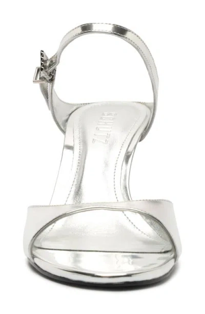 Schutz Lyra Mid Ankle Strap Sandal In Silver