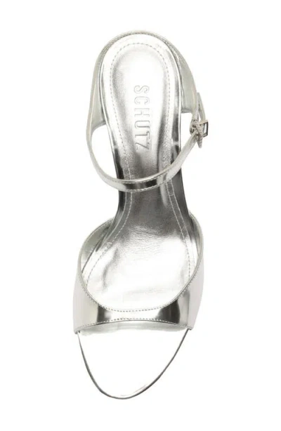 Schutz Lyra Mid Ankle Strap Sandal In Silver