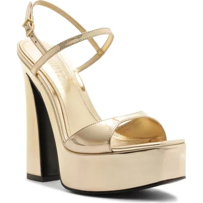 Schutz Metallic-effect Platform Sandals In Gold