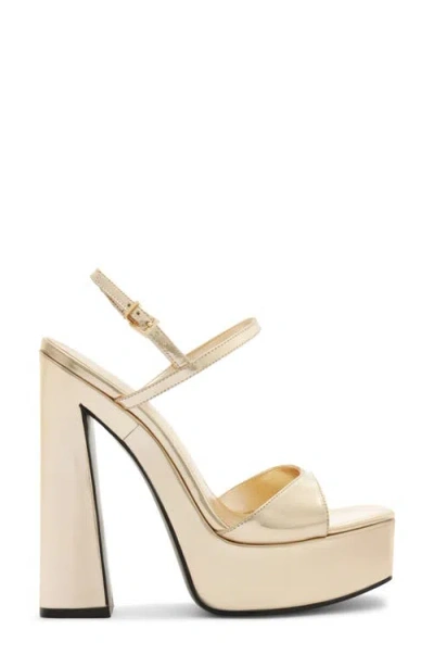 Schutz Metallic-effect Platform Sandals In Gold