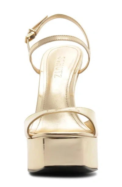 Schutz Metallic-effect Platform Sandals In Gold