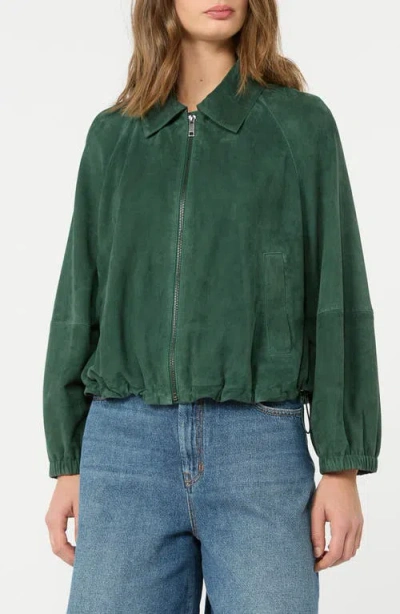 Weekend Max Mara Collared Coat Elastic Cuffs Side Pockets In Green