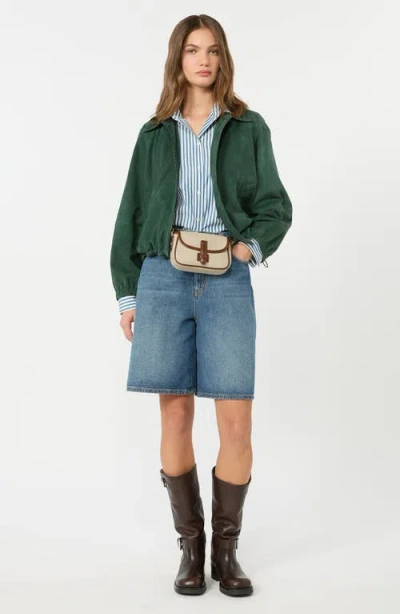 Weekend Max Mara Collared Coat Elastic Cuffs Side Pockets In Green
