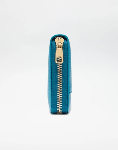 Shop Dolce & Gabbana Dauphine Leather Zip-around Wallet In Light Blue