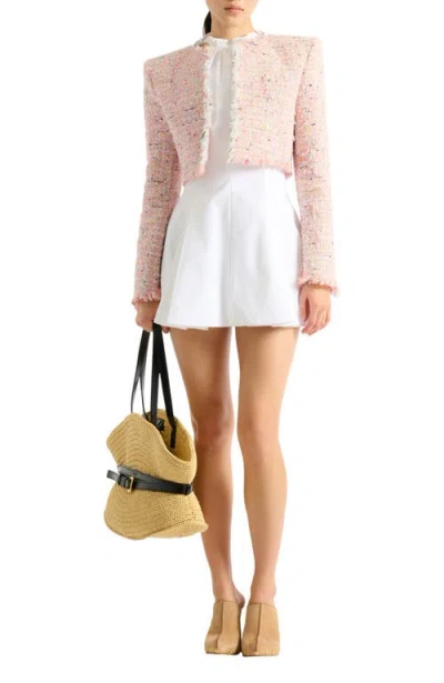 Balmain Tweed Blazer In Nylon-cotton Blend With Cupro Lining In Pink