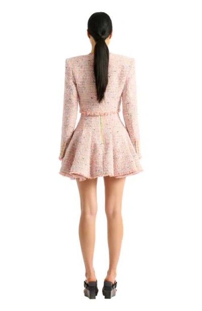 Balmain Tweed Blazer In Nylon-cotton Blend With Cupro Lining In Pink