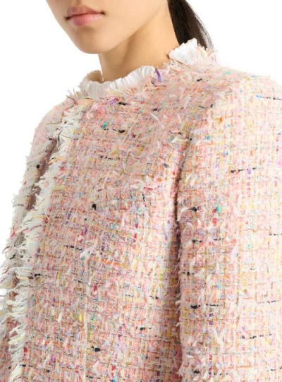 Balmain Tweed Blazer In Nylon-cotton Blend With Cupro Lining In Pink