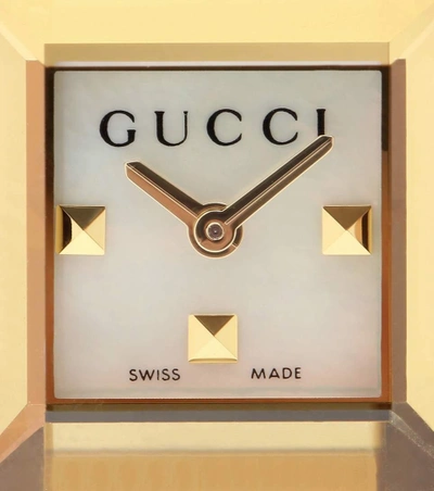 Shop Gucci G-frame Small Square Leather Watch
