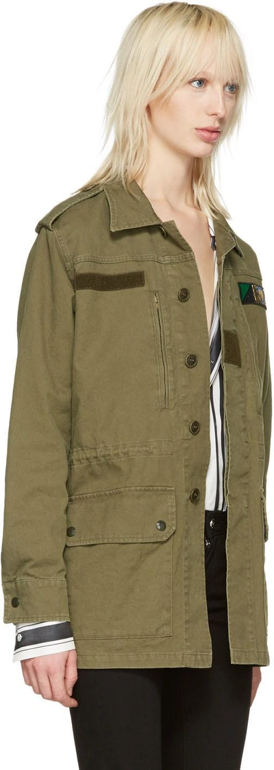 Saint Laurent Khaki "love" Patch Military Jacket