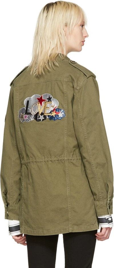 Saint Laurent Khaki "love" Patch Military Jacket