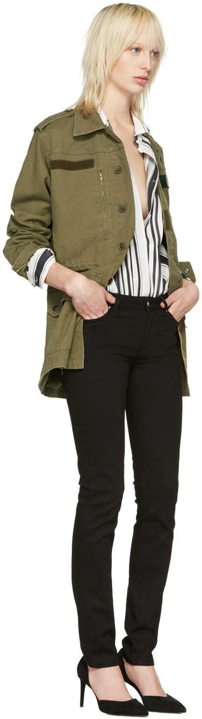 Saint Laurent Khaki "love" Patch Military Jacket
