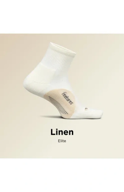 Feetures Elite Light Cushion Quarter Solid  Sport Sock With Targeted Compression In White