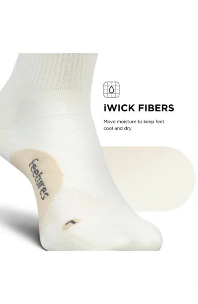 Feetures Elite Light Cushion Quarter Solid  Sport Sock With Targeted Compression In White